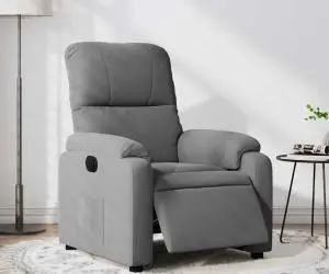 vidaXL Fotoliu rabatabil electric, gri deschis, microfibră