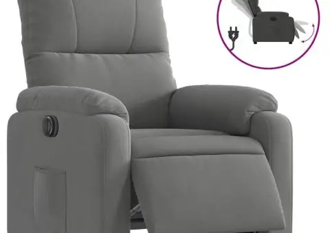 Fotoliu rabatabil electric, gri deschis, microfibră - 2/5