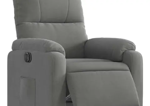 Fotoliu rabatabil electric, gri deschis, microfibră - 3/5