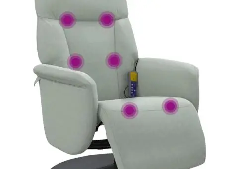 Fotoliu masaj rabatabil cu suport picioare, gri închis, catifea - 2/5