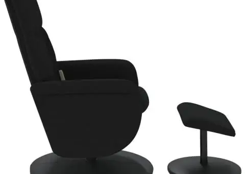 Fotoliu de masaj rabatabil cu taburet, negru, catifea - 5/5