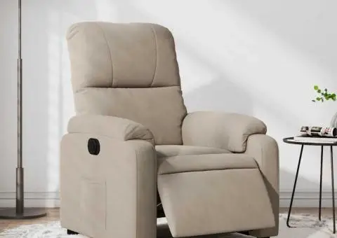 Fotoliu rabatabil electric, gri taupe, microfibră - 1/5