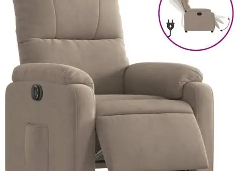 Fotoliu rabatabil electric, gri taupe, microfibră - 2/5