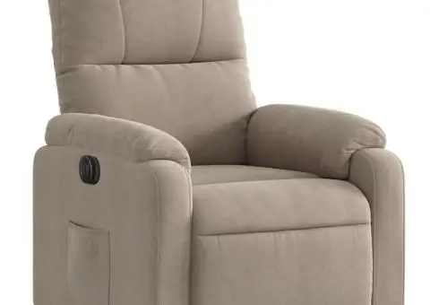 Fotoliu rabatabil electric, gri taupe, microfibră - 4/5