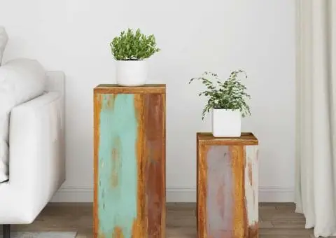 Suporturi pentru plante, 2 buc., lemn masiv reciclat - 3/5