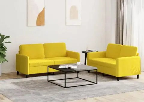 Set canapea 2 piese, galben, catifea - 1/5
