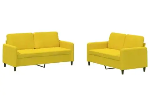 Set canapea 2 piese, galben, catifea - 2/5