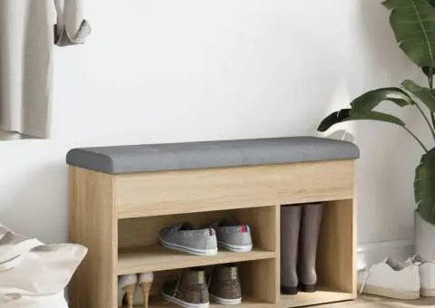 Bancă de pantofi stejar sonoma 82x32x45,5 cm lemn prelucrat - 3/5