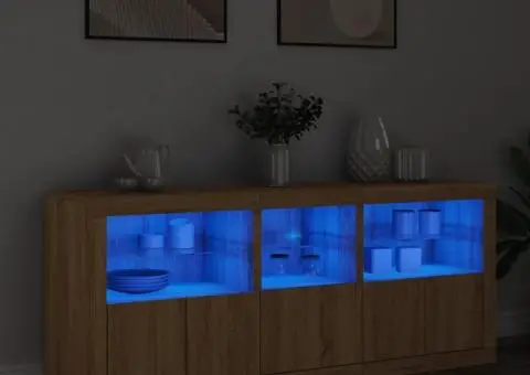 Dulap cu lumini LED, stejar sonoma, 162x37x67 cm - 1/5