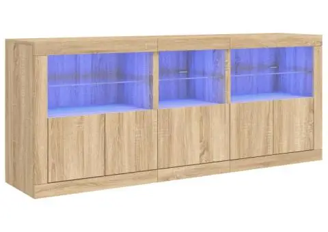 Dulap cu lumini LED, stejar sonoma, 162x37x67 cm - 2/5