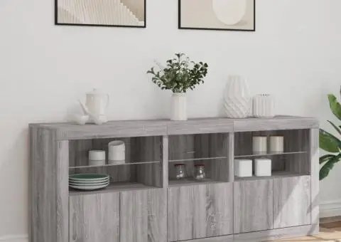 Dulap cu lumini LED, gri sonoma, 162x37x67 cm - 4/5