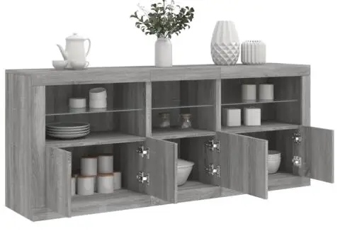 Dulap cu lumini LED, gri sonoma, 162x37x67 cm - 5/5