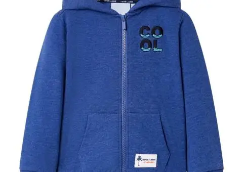 Hanorac pentru copii cu glugă și fermoar, albastru închis melanj, 104 - 1/5