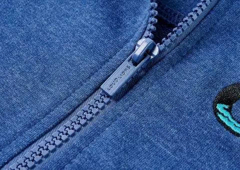 Hanorac pentru copii cu glugă și fermoar, albastru închis melanj, 104 - 4/5