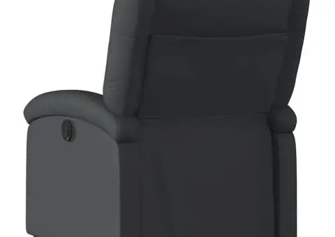 Fotoliu rabatabil electric cu ridicare, negru, piele naturală - 5/5