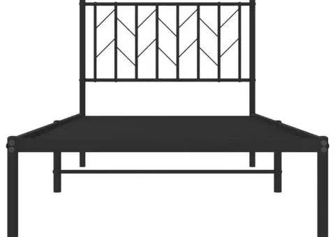 Cadru de pat metalic cu tăblie, negru, 90x190 cm - 5/5