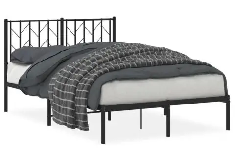 Cadru de pat metalic cu tăblie, negru, 120x190 cm - 2/5