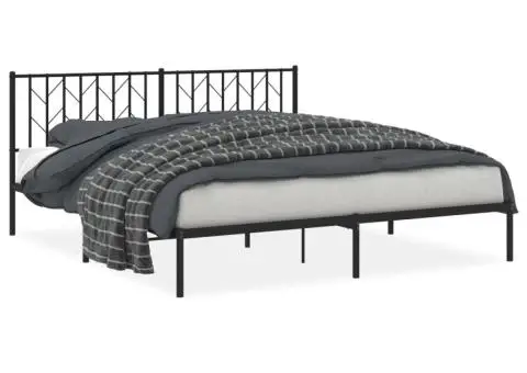 Cadru de pat metalic cu tăblie, negru, 180x200 cm - 2/5