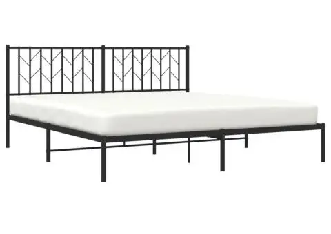 Cadru de pat metalic cu tăblie, negru, 180x200 cm - 3/5