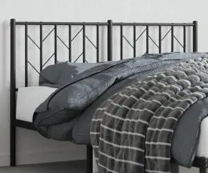 vidaXL Tăblie de pat metalică, negru, 135 cm