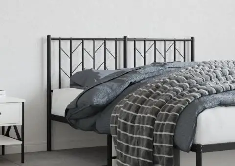 Tăblie de pat metalică, negru, 135 cm - 3/5