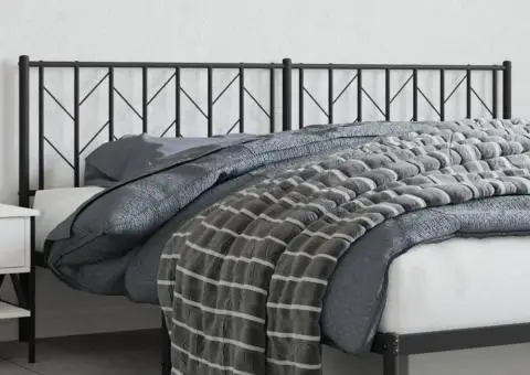 Tăblie de pat metalică, negru, 193 cm - 1/5