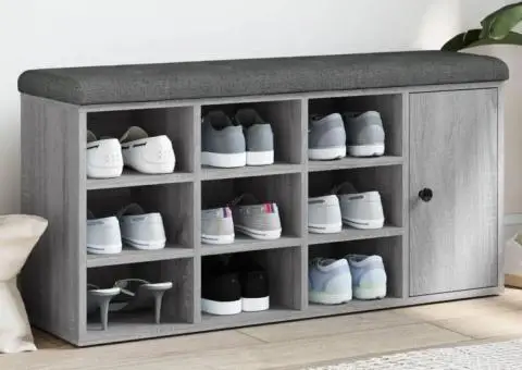 Bancă de pantofi, gri sonoma, 102x32x50 cm, lemn prelucrat - 1/5