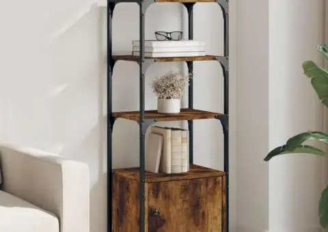 Bibliotecă 3 niveluri, stejar fumuriu, 41x30x109,5 cm, lemn - 1/5