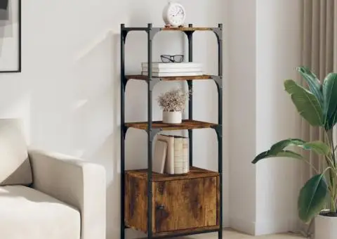 Bibliotecă 3 niveluri, stejar fumuriu, 41x30x109,5 cm, lemn - 3/5