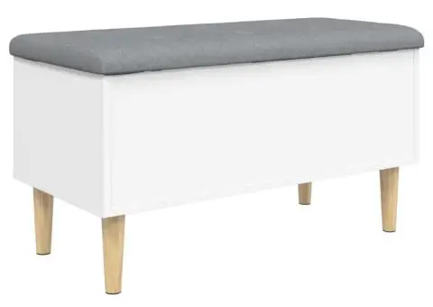 Bancă de depozitare, alb, 82x42x46 cm, lemn prelucrat - 2/5