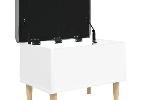 Bancă de depozitare, alb, 62x42x46 cm, lemn prelucrat - 4/5