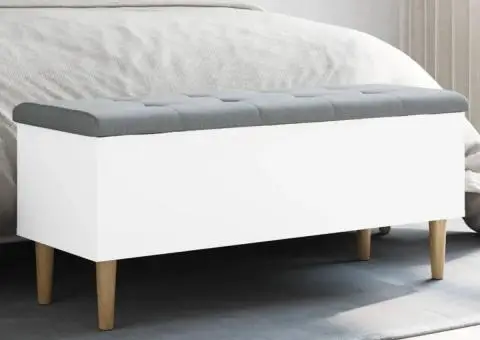 Bancă de depozitare, alb , 102x42x46 cm, lemn prelucrat - 1/5