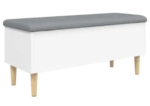 Bancă de depozitare, alb , 102x42x46 cm, lemn prelucrat - 2/5