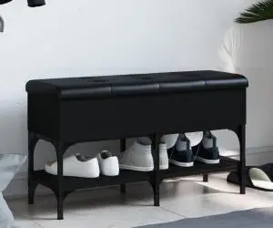 vidaXL Bancă de pantofi, negru, 82x32x45 cm, lemn prelucrat