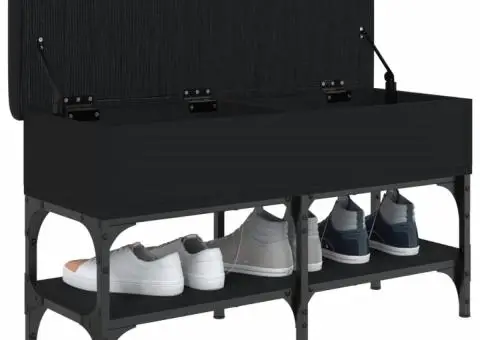 Bancă de pantofi, negru, 82x32x45 cm, lemn prelucrat - 4/5