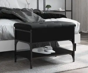 vidaXL Bancă de pantofi, negru, 62x42x45 cm, lemn prelucrat
