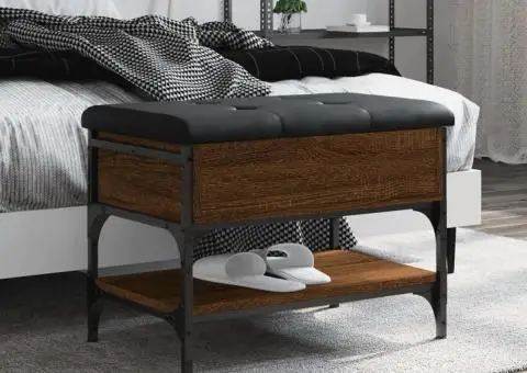 Bancă de pantofi, stejar maro, 62x42x45 cm, lemn prelucrat - 1/5