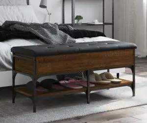 vidaXL Bancă de pantofi, stejar maro, 102x42x45 cm, lemn prelucrat
