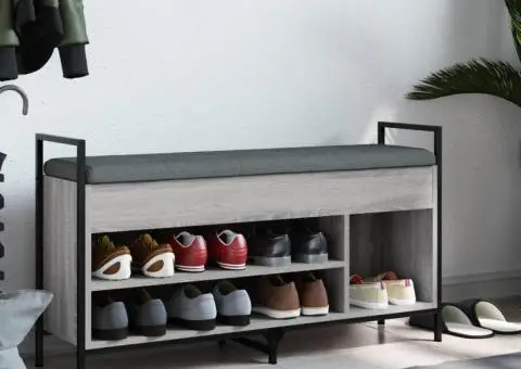 Bancă de pantofi, gri sonoma, 105,5x32x57,5 cm, lemn prelucrat - 3/5