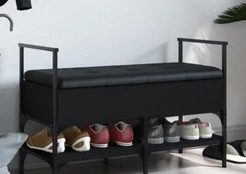 Bancă de pantofi, negru, 85,5x42x57,5 cm, lemn prelucrat - 1/5