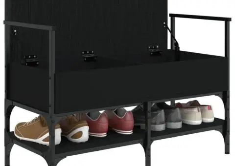 Bancă de pantofi, negru, 85,5x42x57,5 cm, lemn prelucrat - 4/5