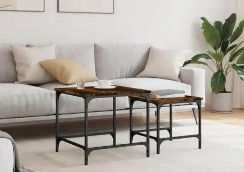 Mese suprapuse de cafea, 2 buc, stejar afumat, lemn prelucrat - 3/5