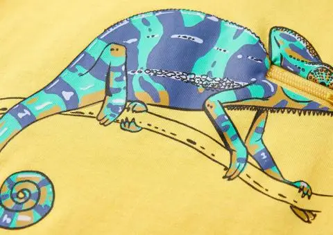 Tricou pentru copii cu mâneci scurte, ocru deschis, 116 - 4/5