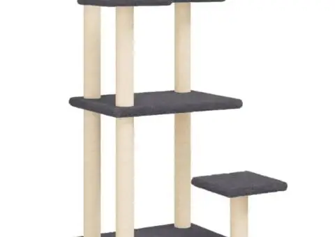 Stâlpi zgâriat pentru pisici cu platforme, gri închis, 98,5 cm - 2/5