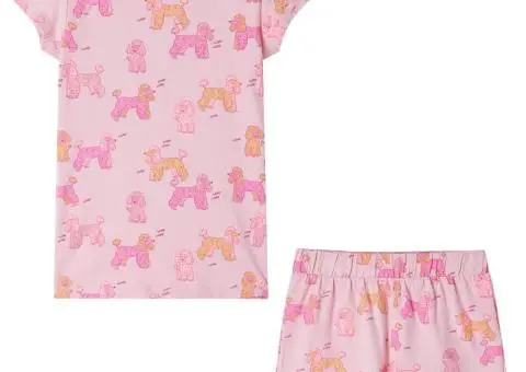 Pijamale pentru copii cu mâneci scurte, roz deschis, 128 - 1/5