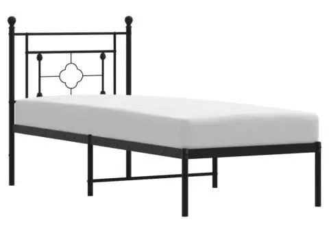 Cadru de pat metalic cu tăblie, negru, 80x200 cm - 2/5