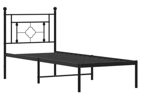 Cadru de pat metalic cu tăblie, negru, 80x200 cm - 4/5