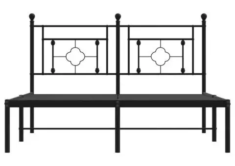 Cadru de pat metalic cu tăblie, negru, 140x190 cm - 5/5