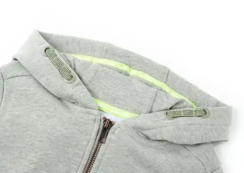 Hanorac pentru copii cu glugă și fermoar, kaki deschis melanj, 140 - 3/5