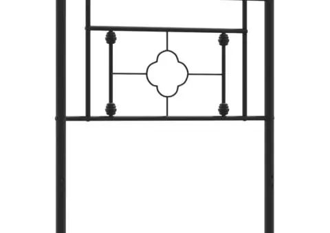 Tăblie de pat metalică, negru, 80 cm - 2/5